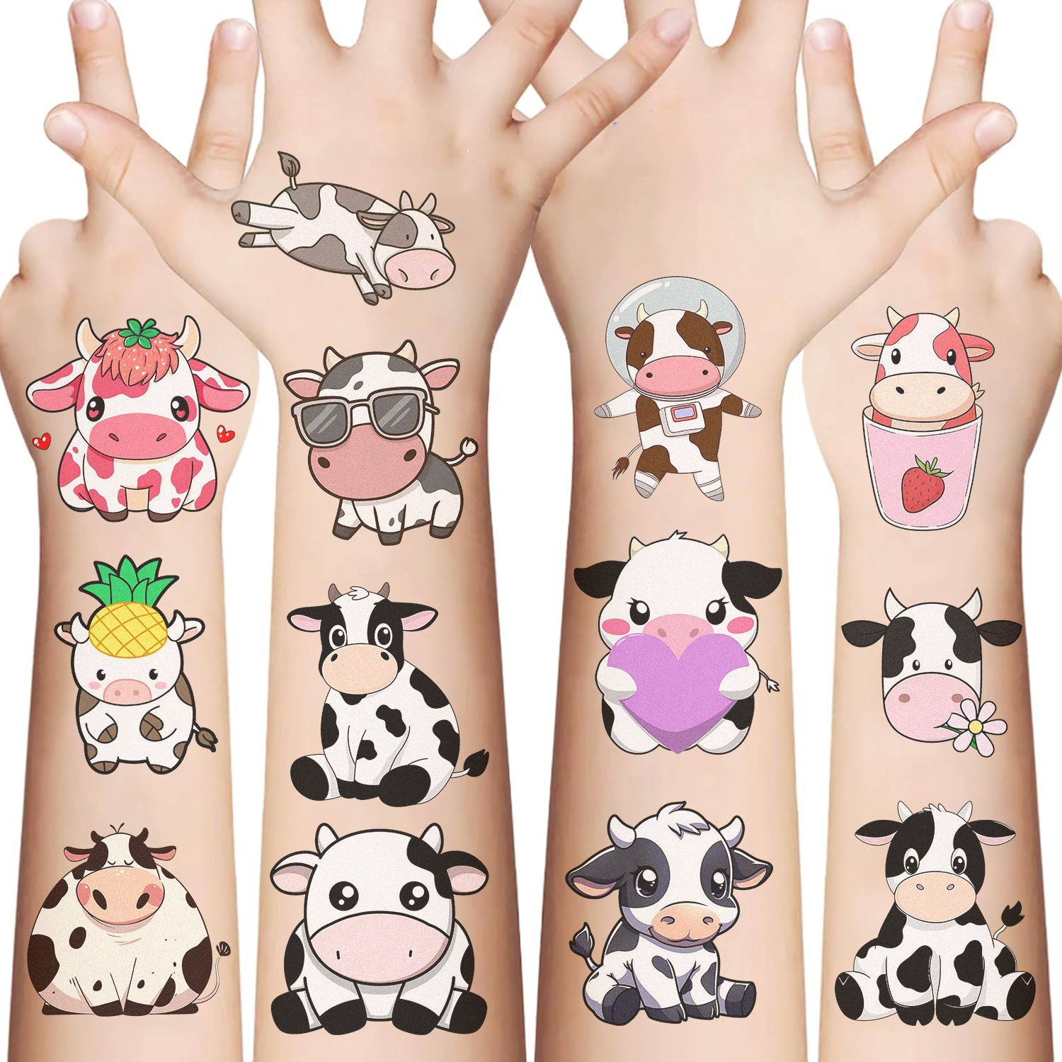 Wholesale 10pcs/pack Western Cow Tattoo Sticker Waterproof Party Gift Funny Fun Face Sticker Cross-border
